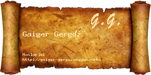 Gaiger Gergő névjegykártya